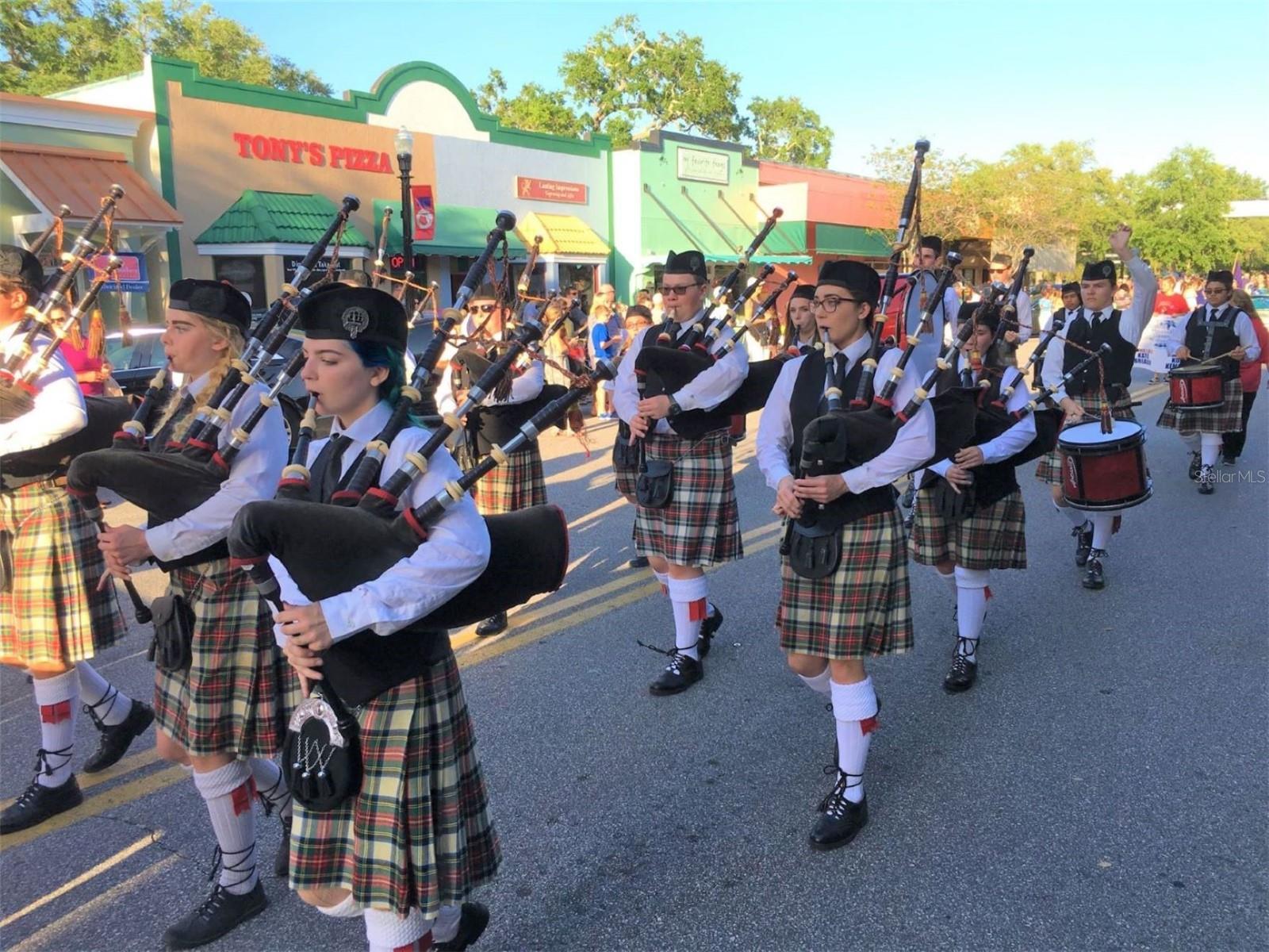 Bagpipers in parade.
