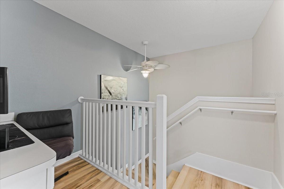 office space area next to laundry