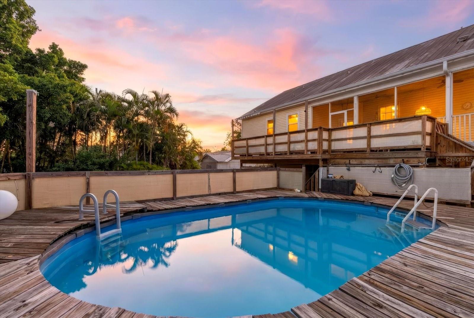 Decked above ground pool