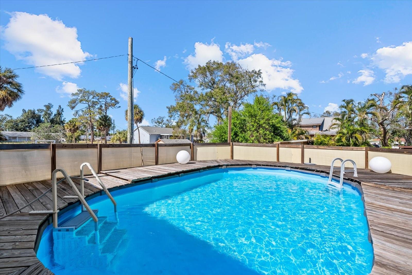 Decked above ground pool