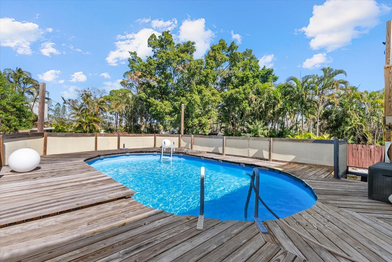 Decked above ground pool
