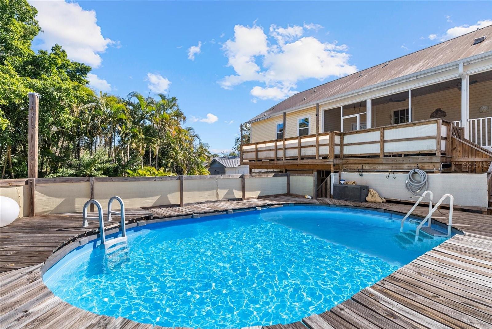 Decked above ground pool