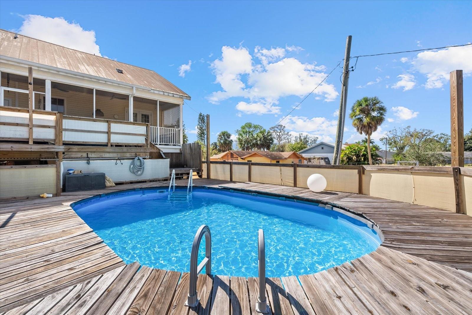Decked above ground pool