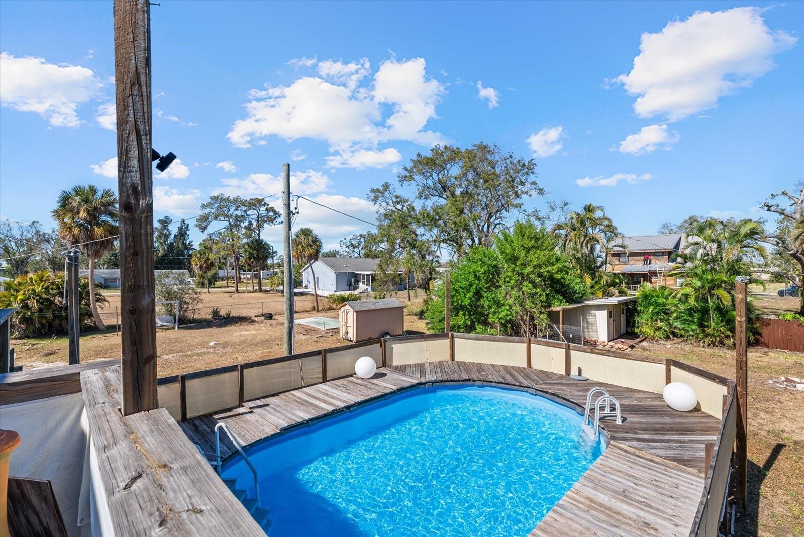 Decked above ground pool