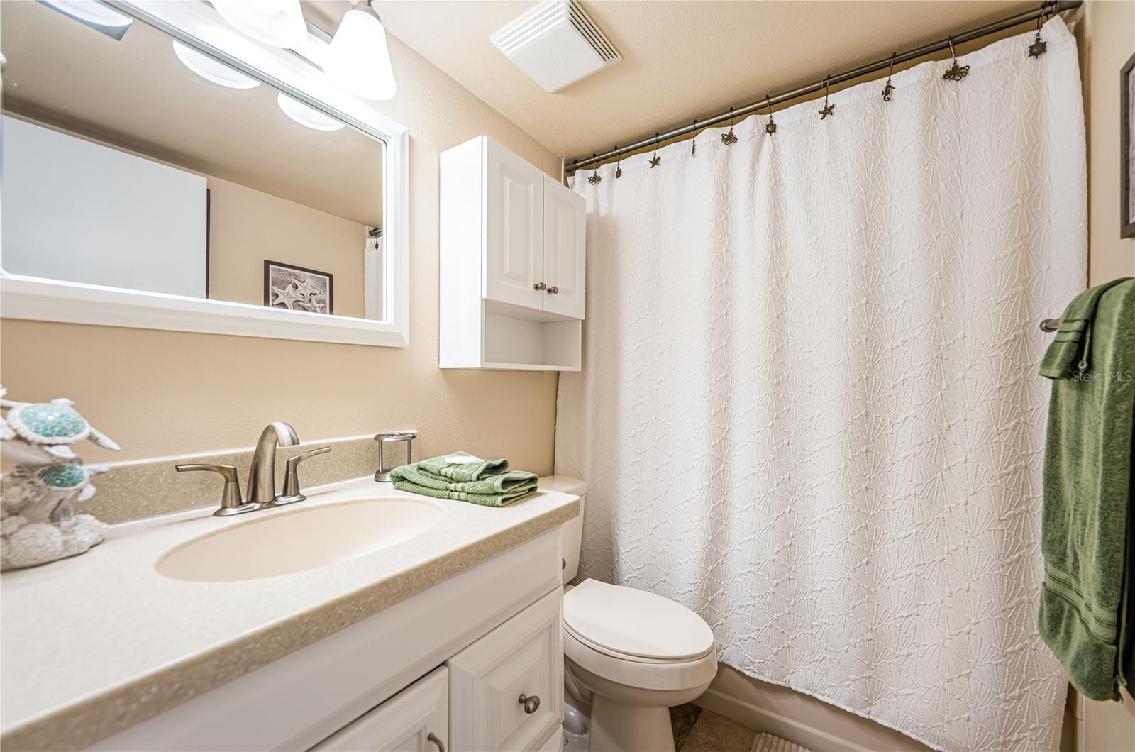 Guest bath with tub and shower.