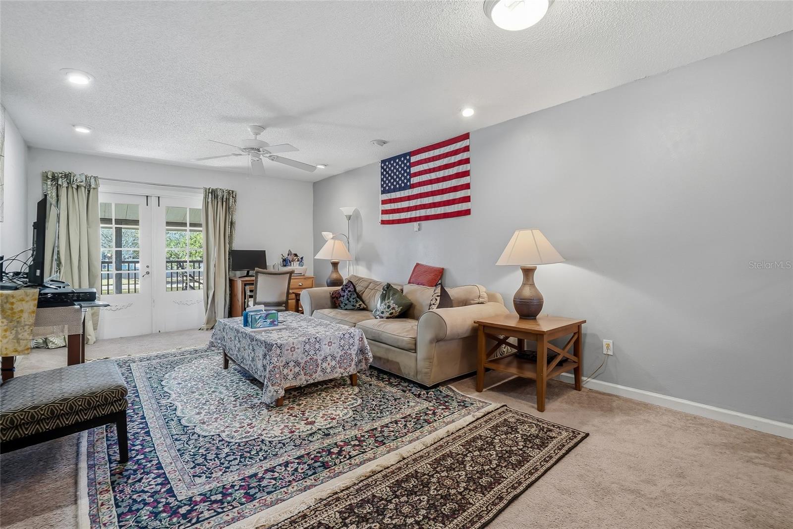 Living Room and French Doors to Back Porch