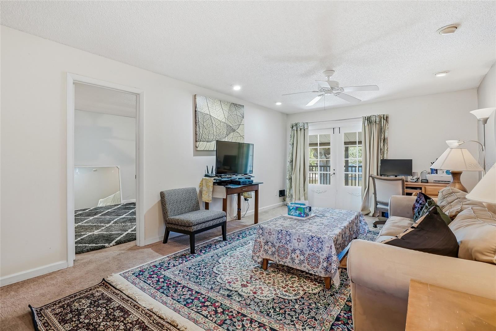 Living Room and French Doors to Back Porch