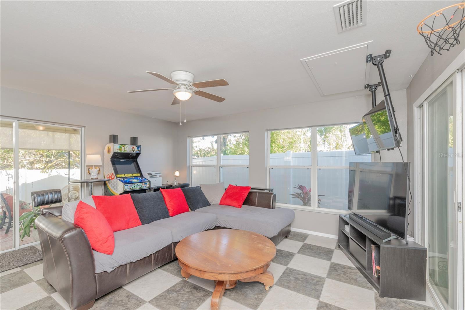 Use as a family room or close off for in-law suite.