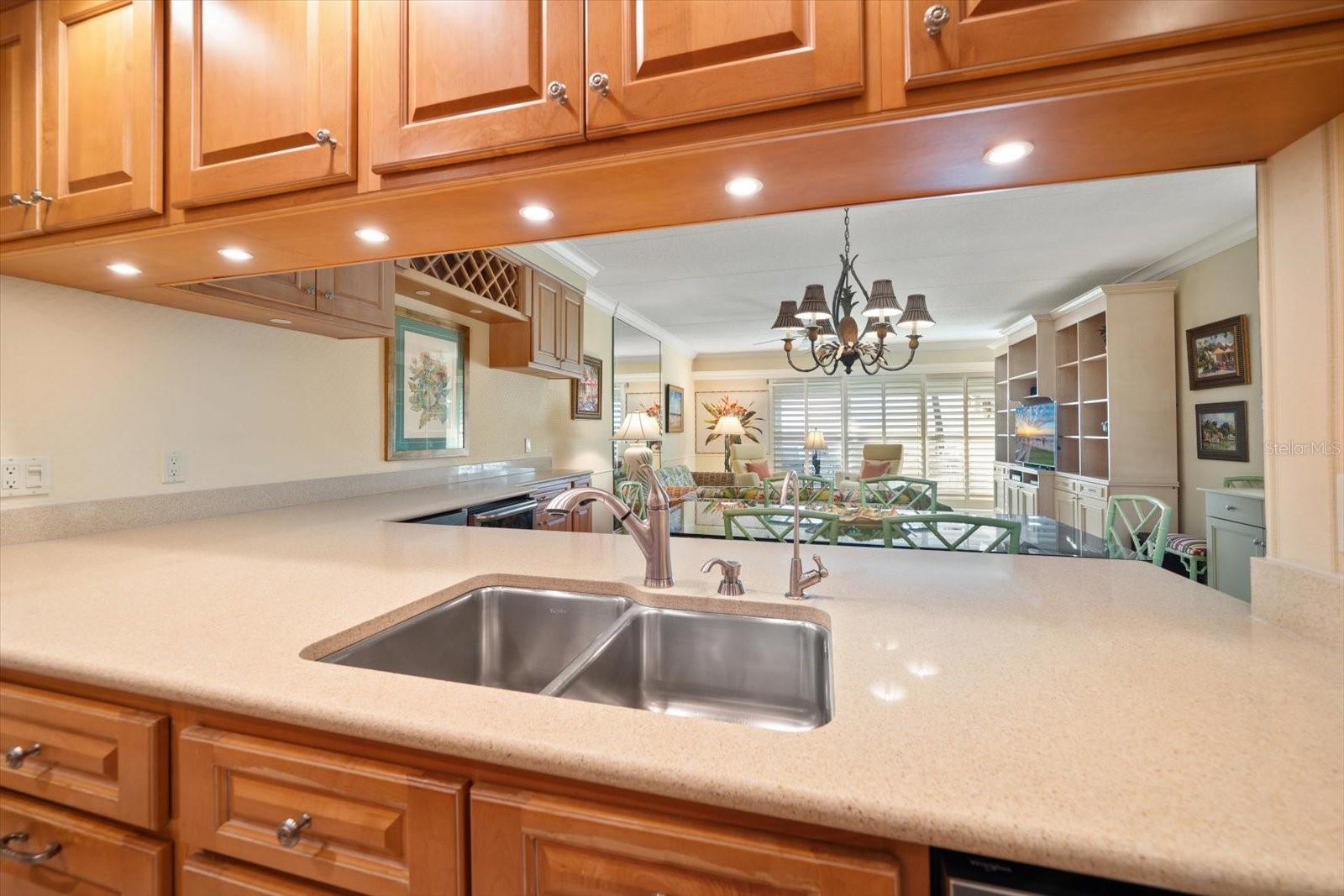 Kitchen area opens to the great room.