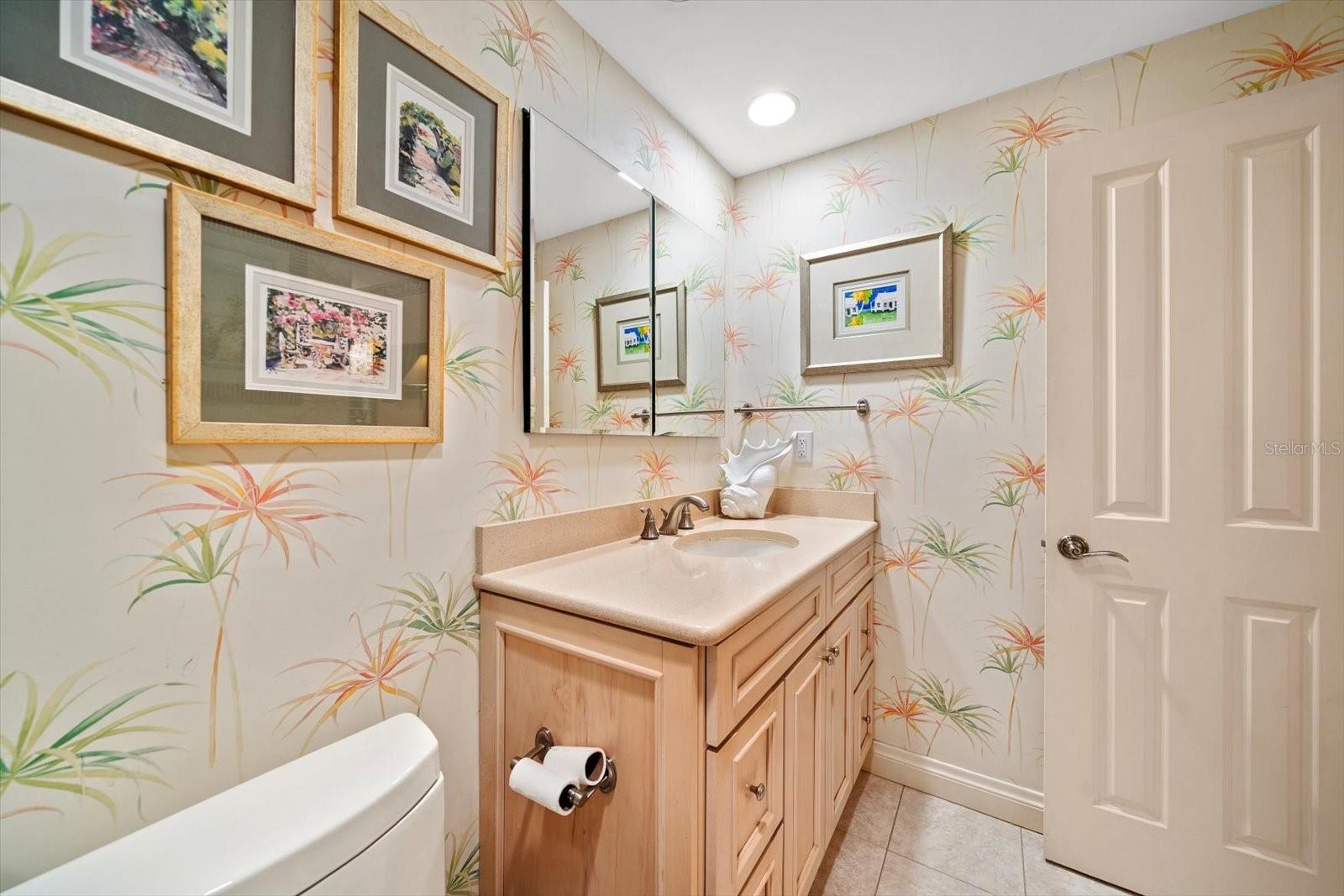 Ground level bathroom area.