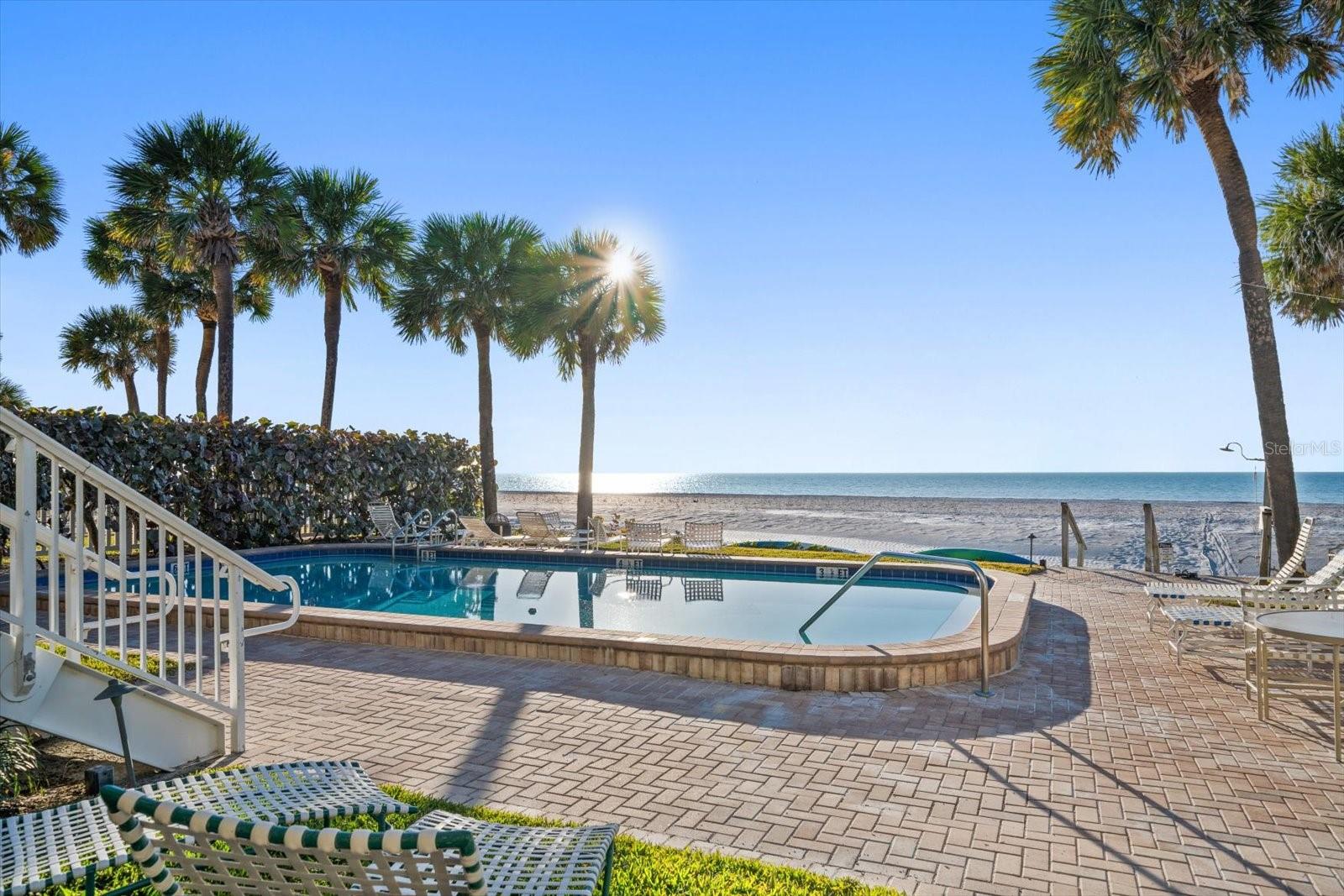 Large heated and cooled pool with attractive deck.