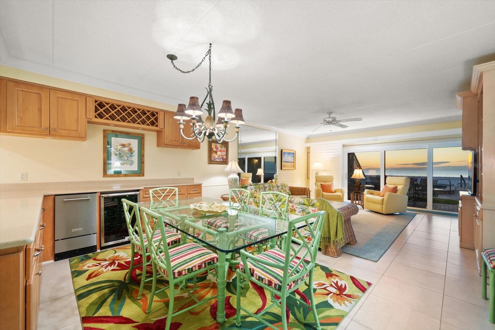 Dining area with extensive bar area and abundant storage!