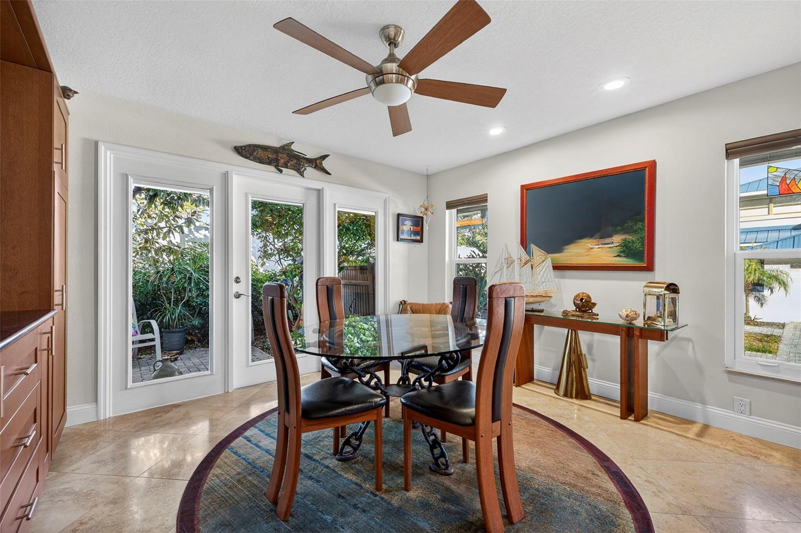 Dining Space off of the kitchen with french doors to the enclosed garden area