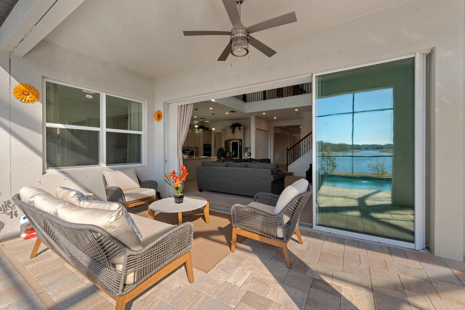 Pool Patio with travertine stone