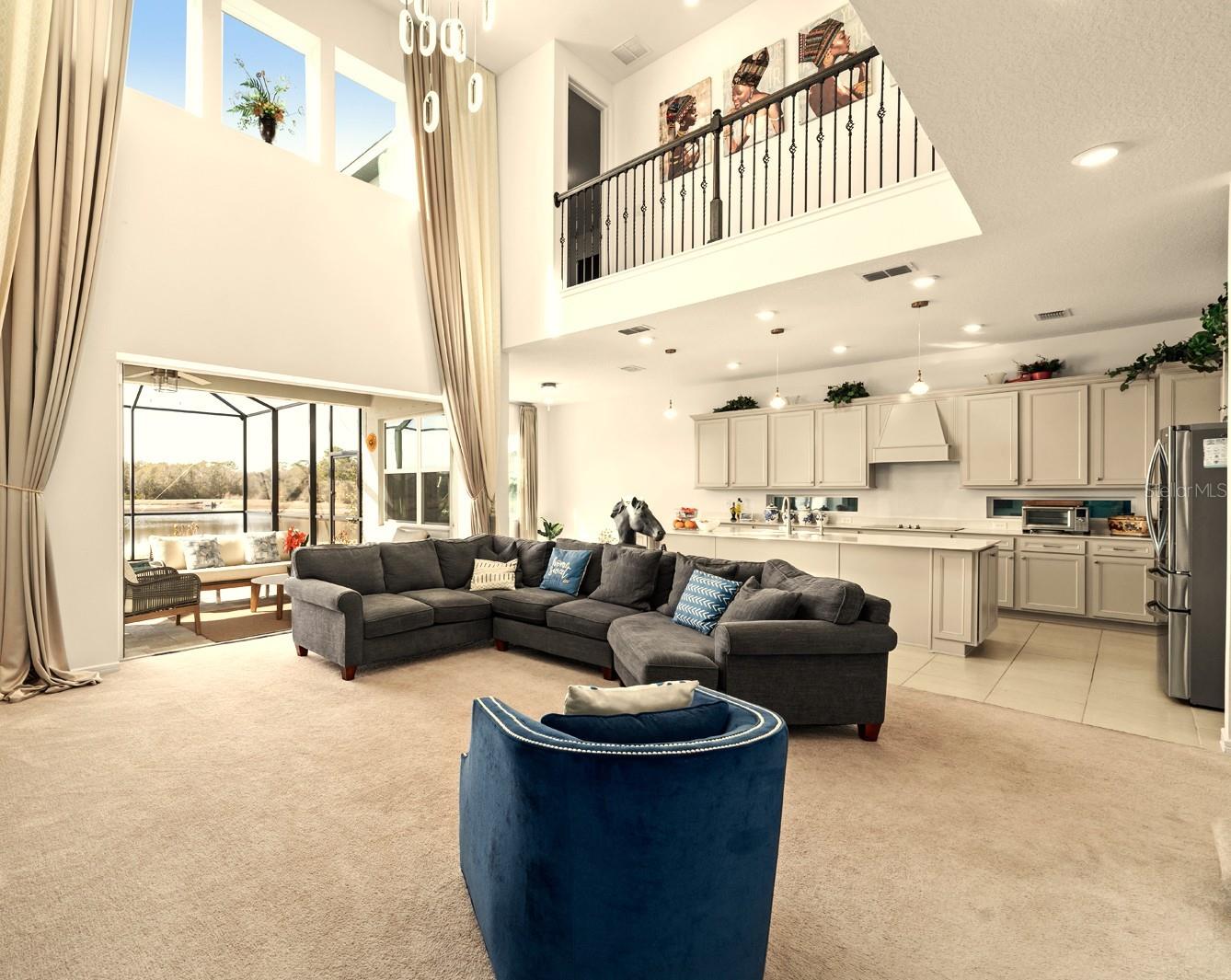 Open Concept Floor Plan with 20-foot ceilings in Great Room