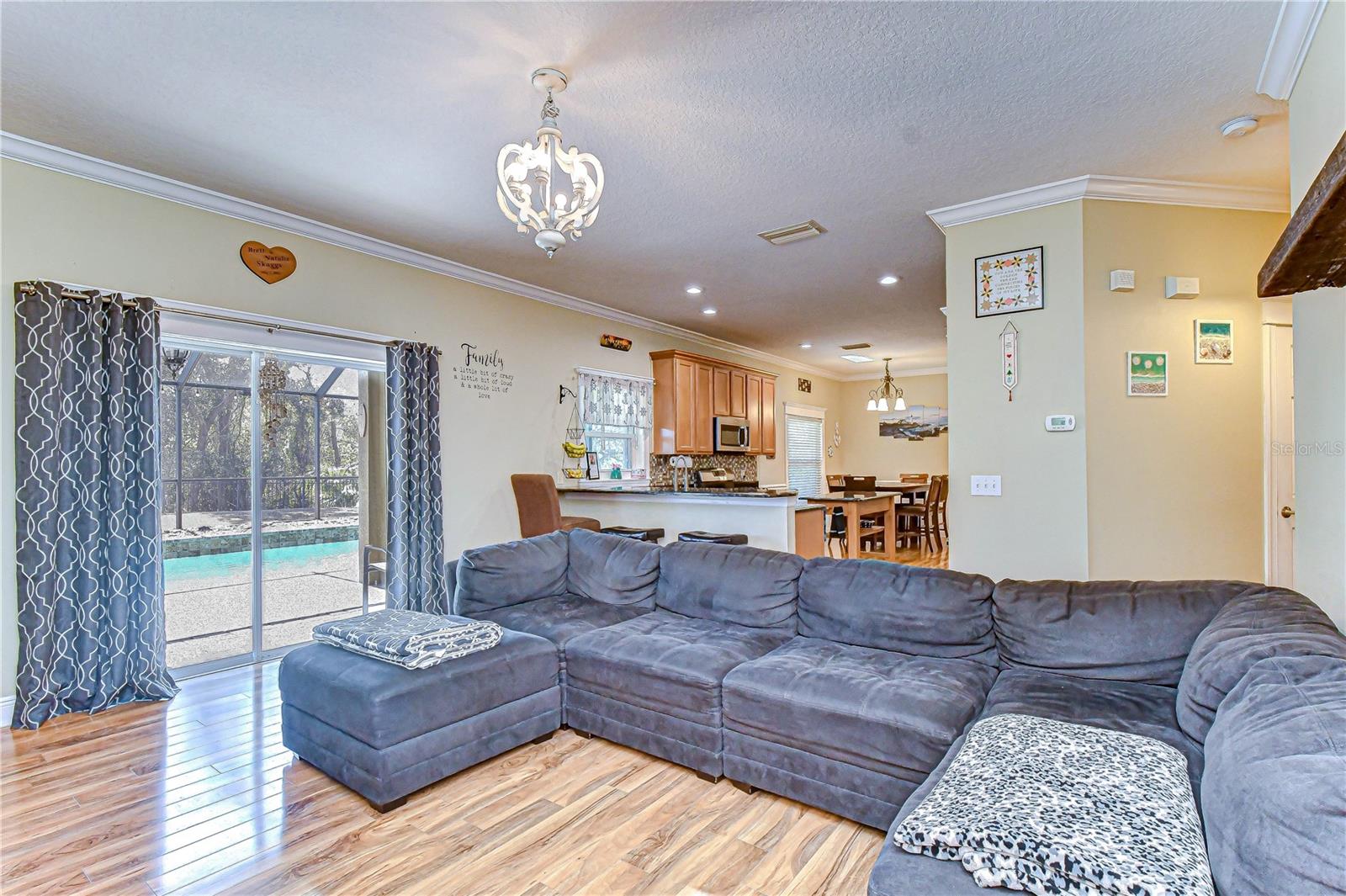 Open-concept family room flows to kitchen!