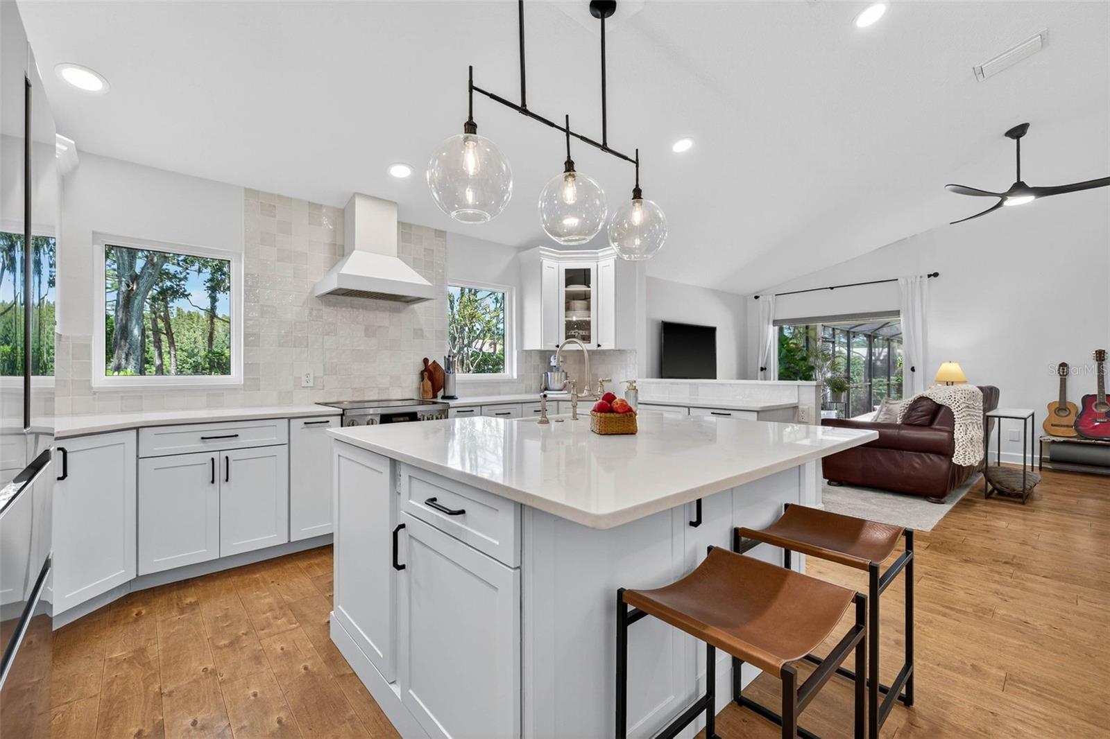 Large island with seating and storage