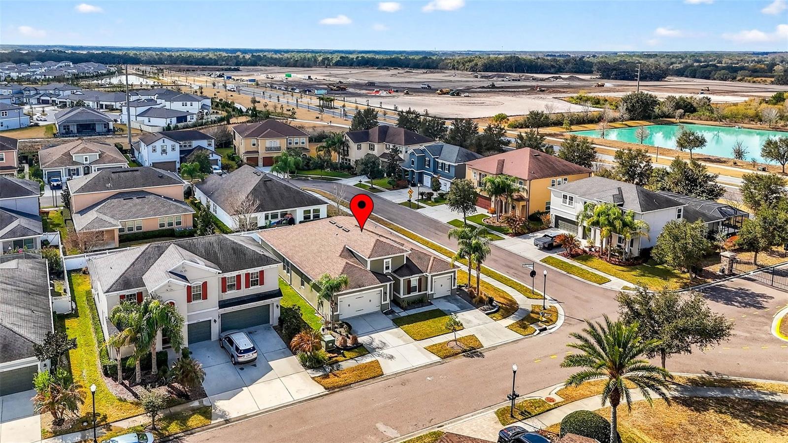 This house has a front water view to the pond just across the street.