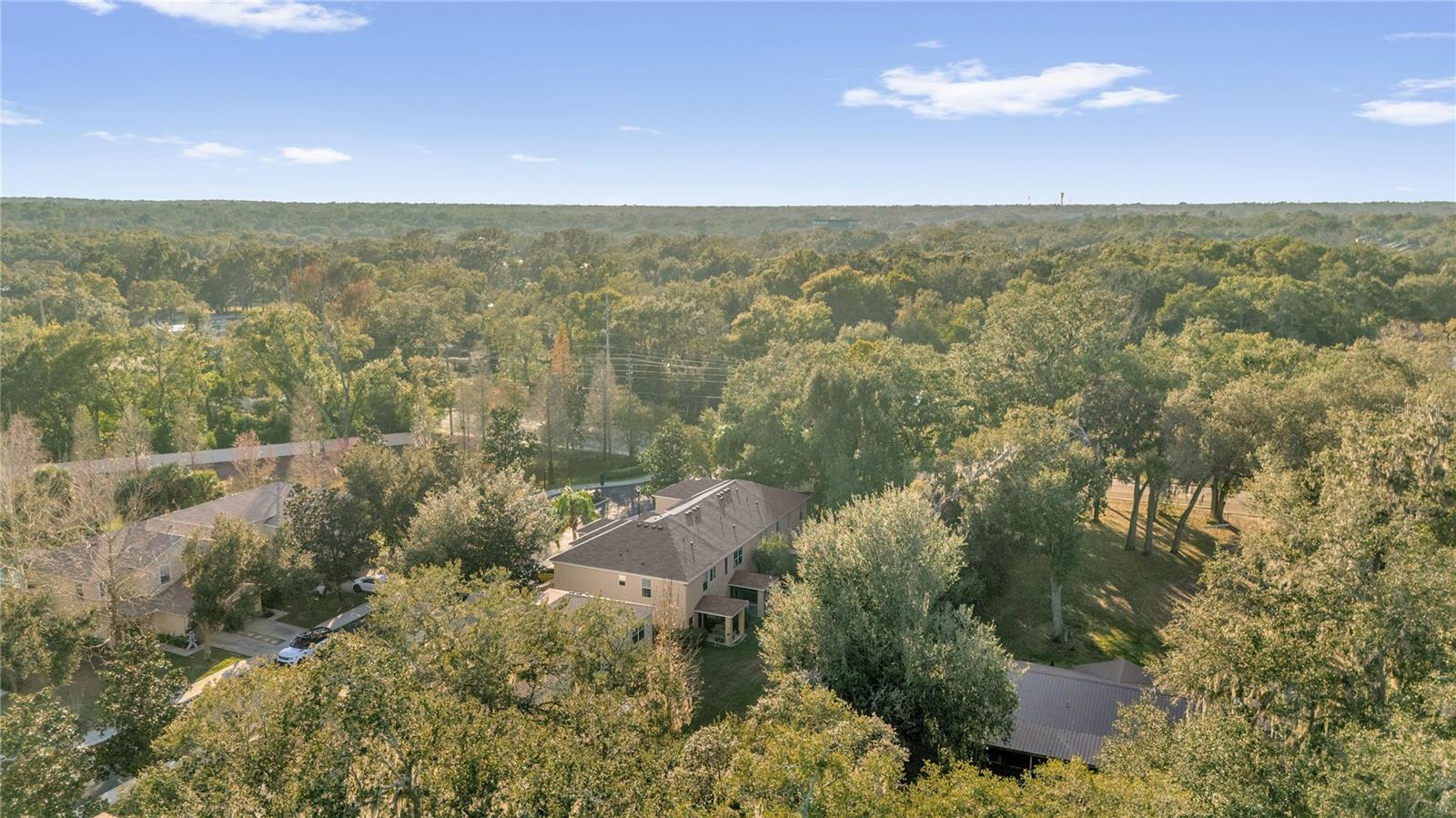 Drone Shot of the Exterior of the Home between the trees
