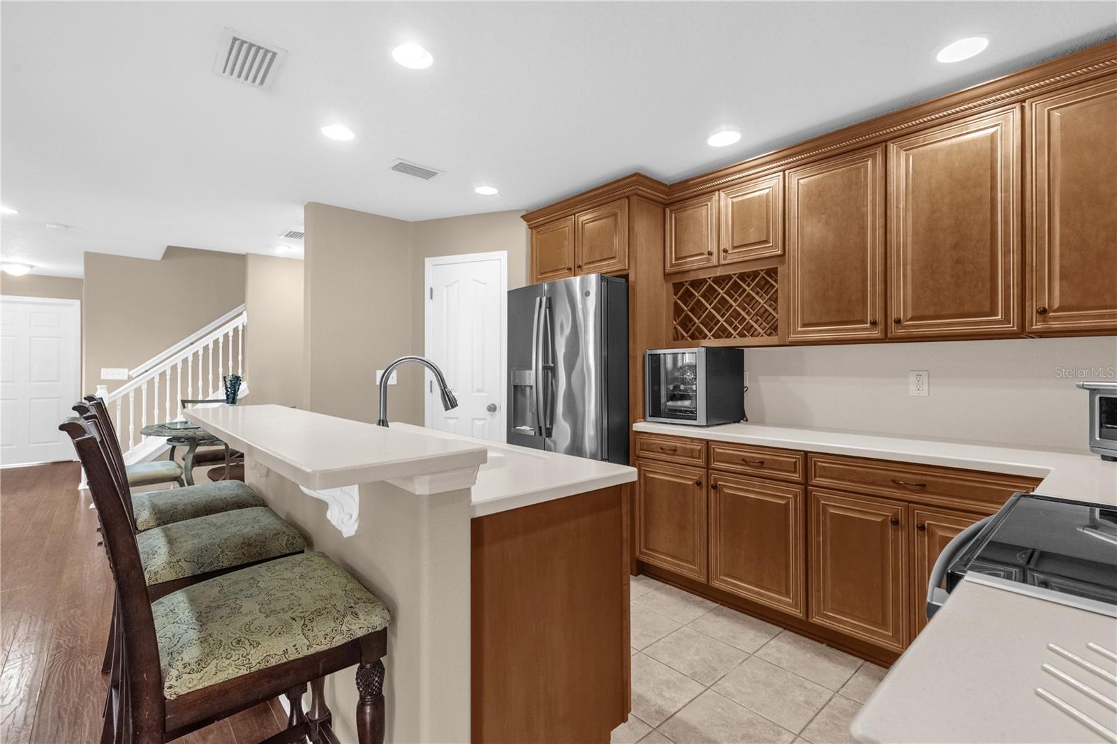 Kitchen with built in wine rack