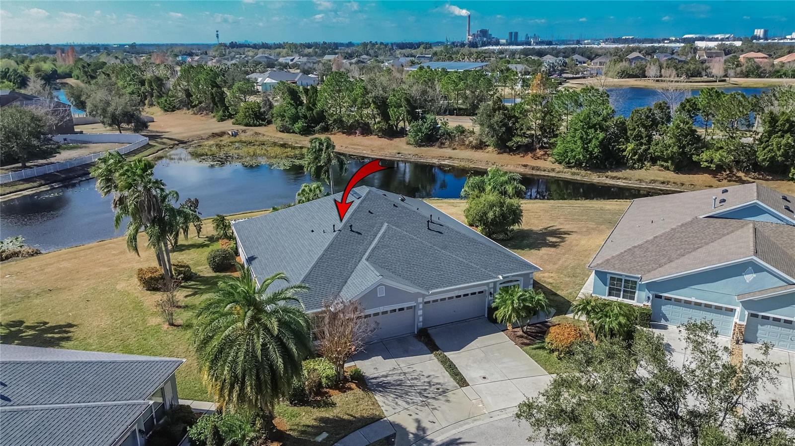 Aerial view front of villa