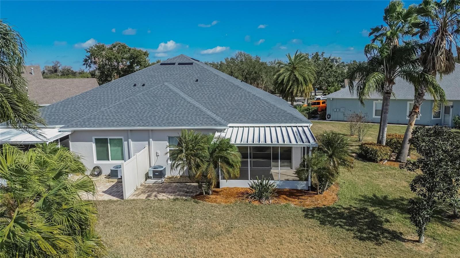 Aerial view of rear of villa
