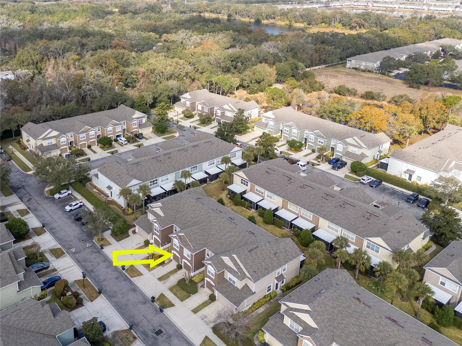 Ariel View of Townhome and street view