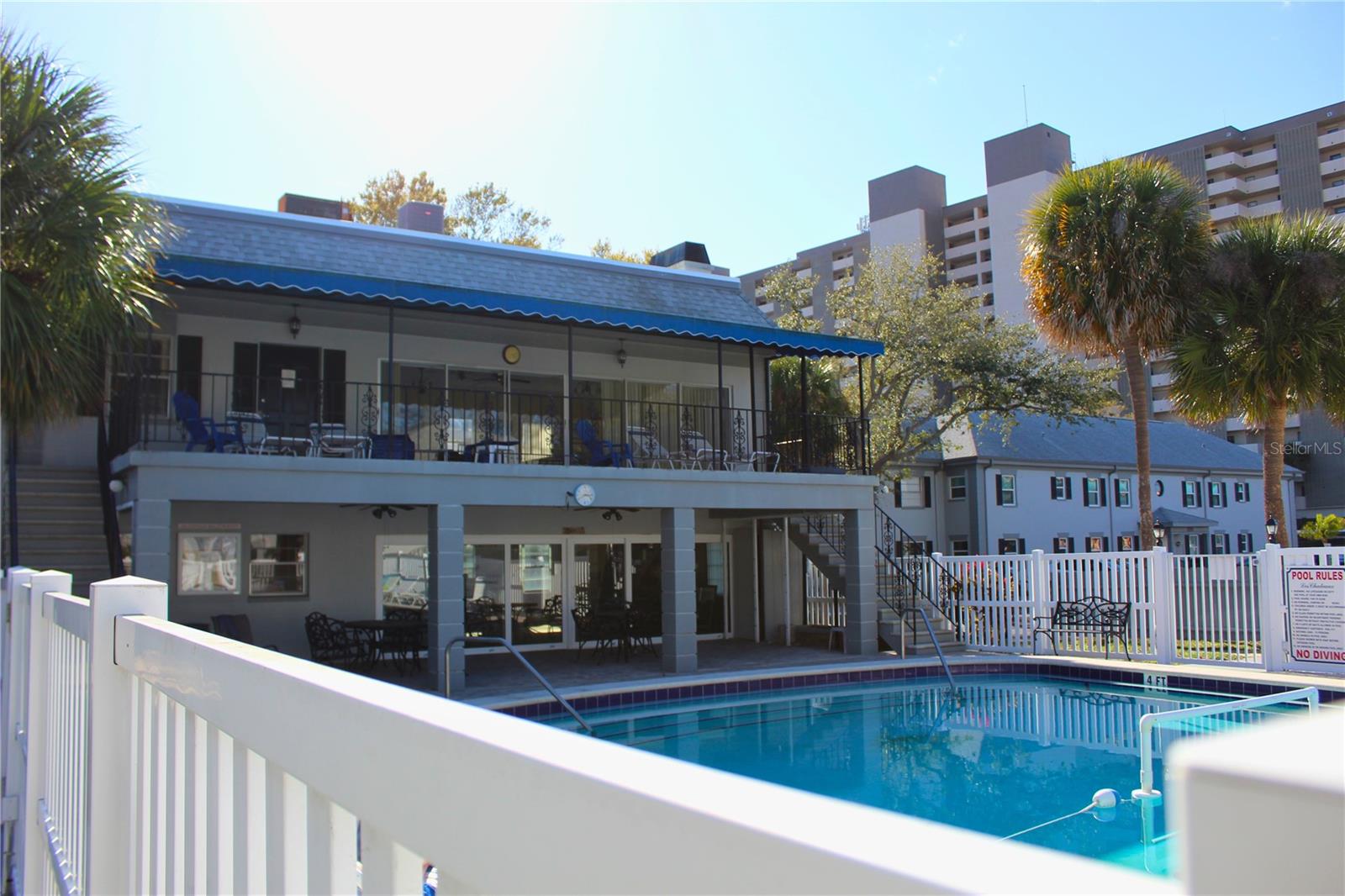 Community Pool and Community Center overlooking the pool.