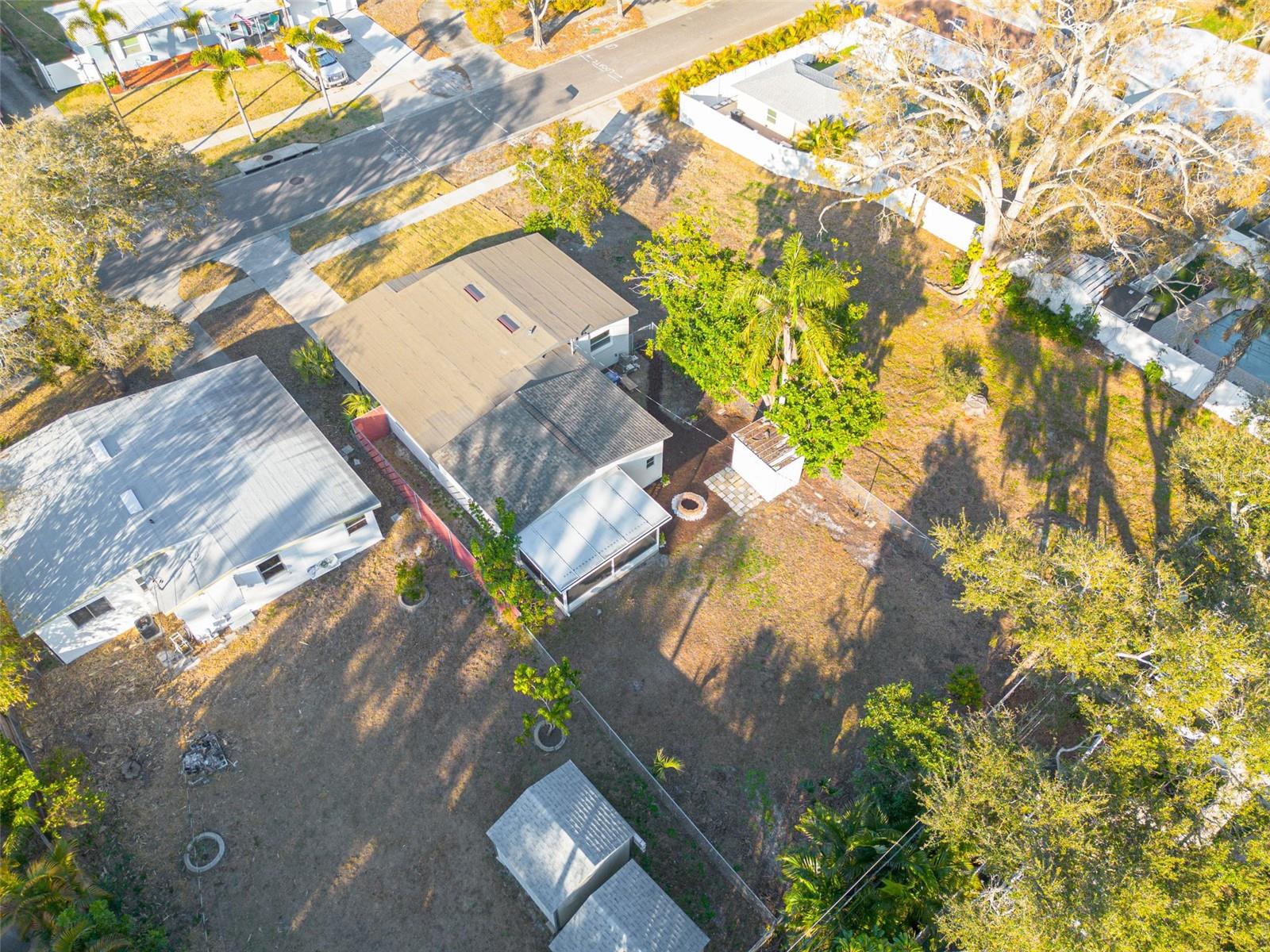 Aerial view of backyard
