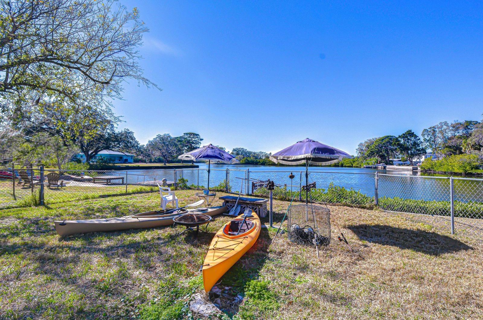 Enjoy fishing from the dock or a lazy kayak ride to the gulf.
