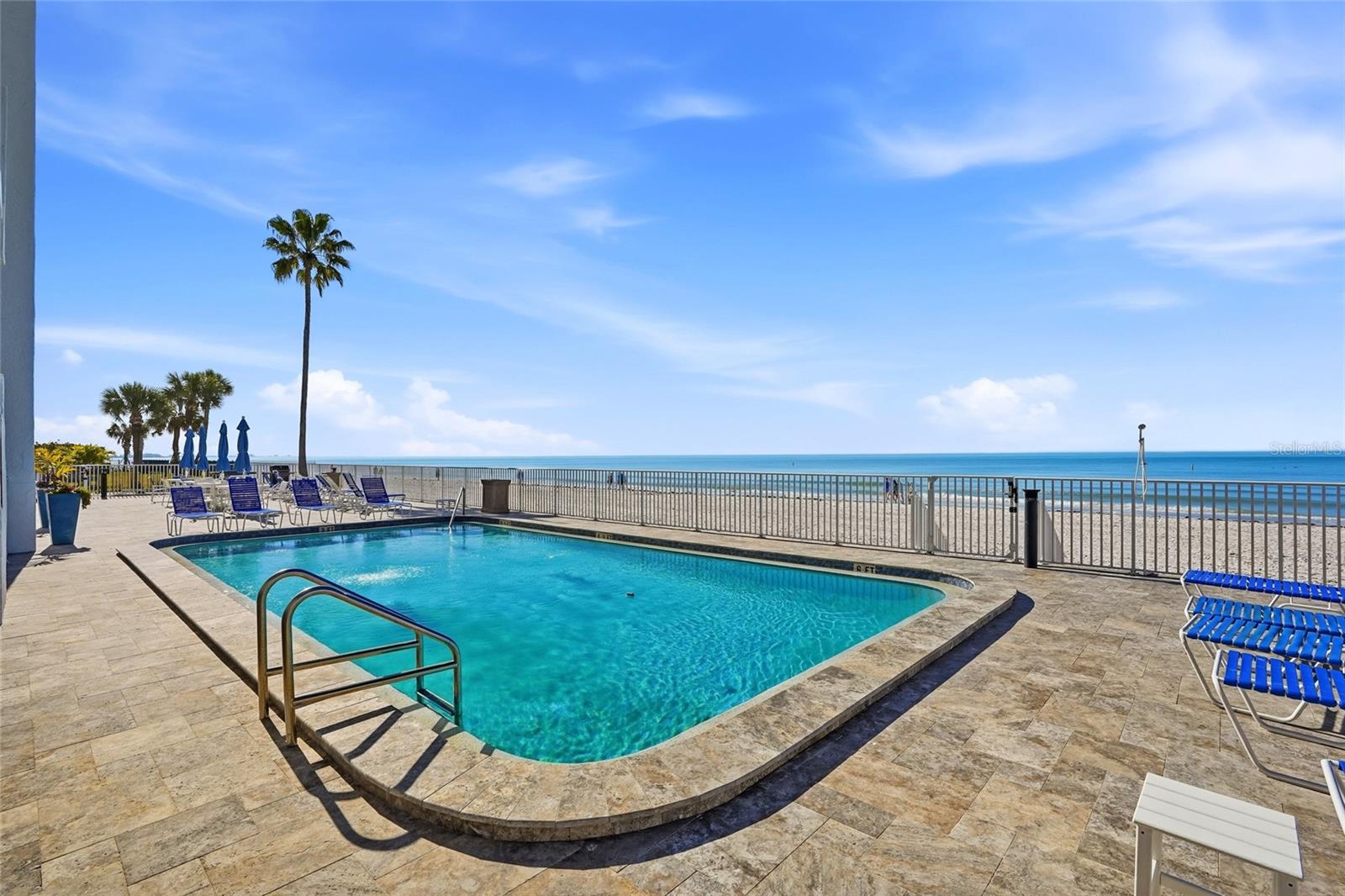 Heated Pool with stairs to the beach