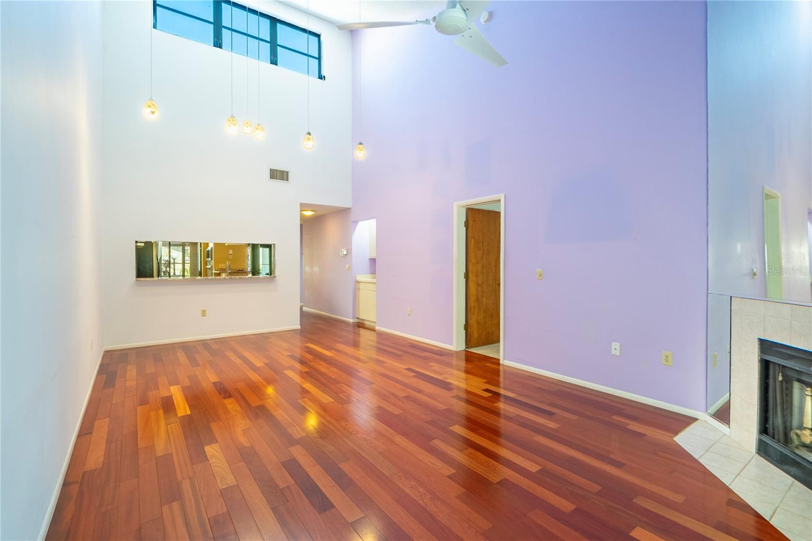 From lanai looking back to the entertaining area and fireplace