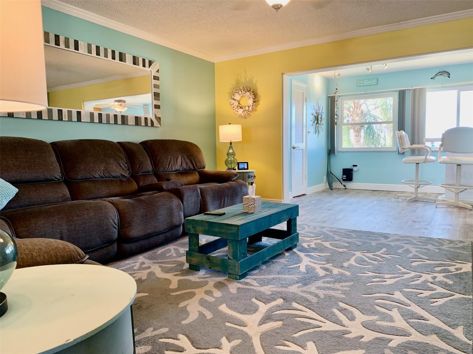 View from dining room, through living room and towards Florida room