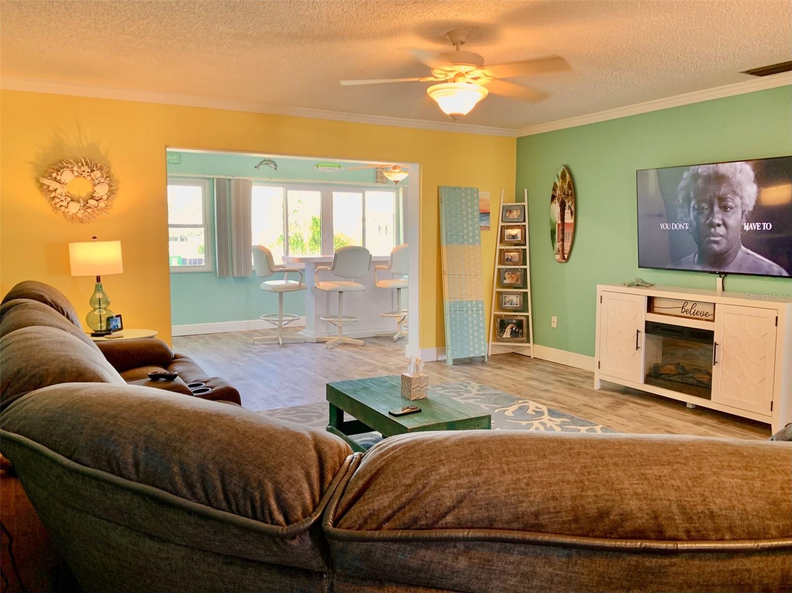 View across living room towards Florida room