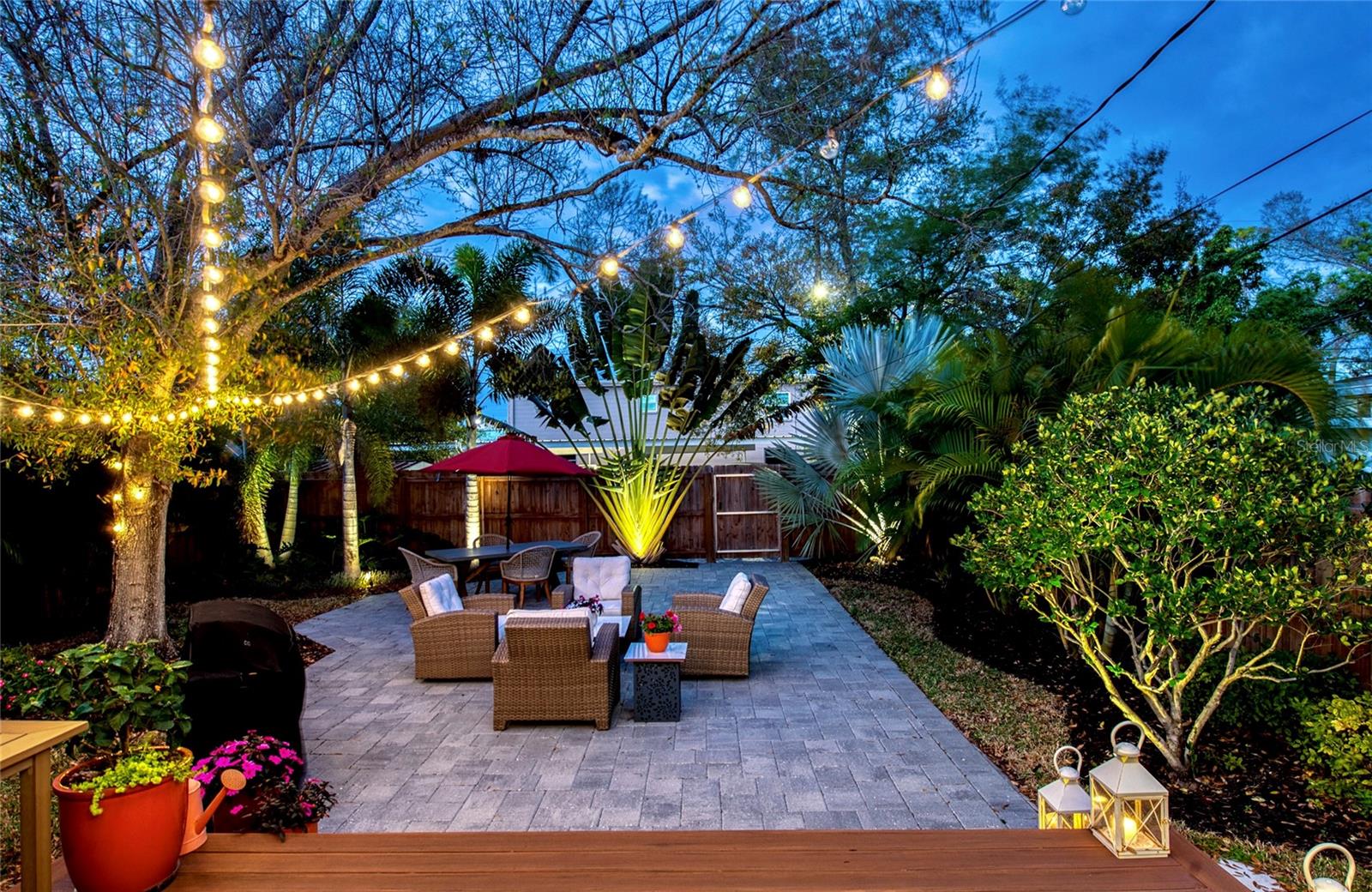 A stunning outdoor space perfect for evening gatherings under the stars.