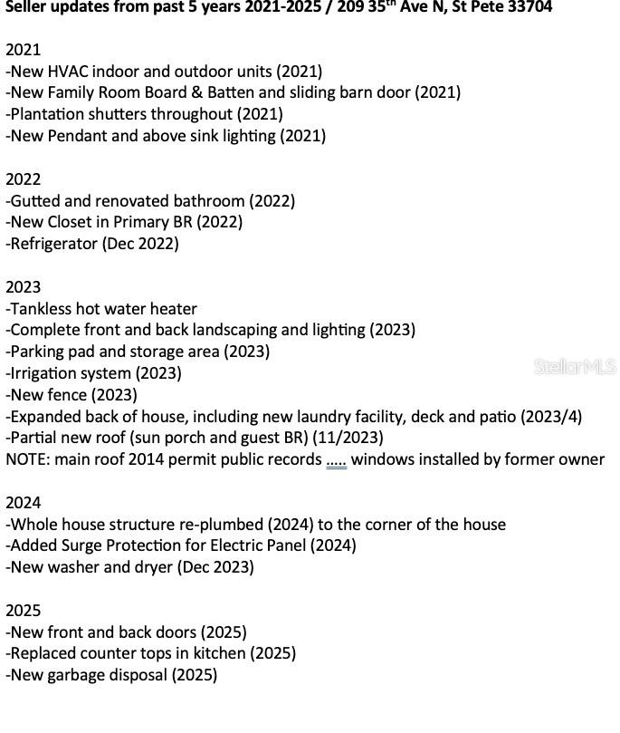 Seller updates 2021-2025