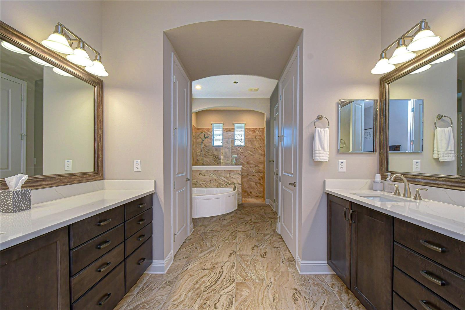 En-suite bathroom with dual vanities!