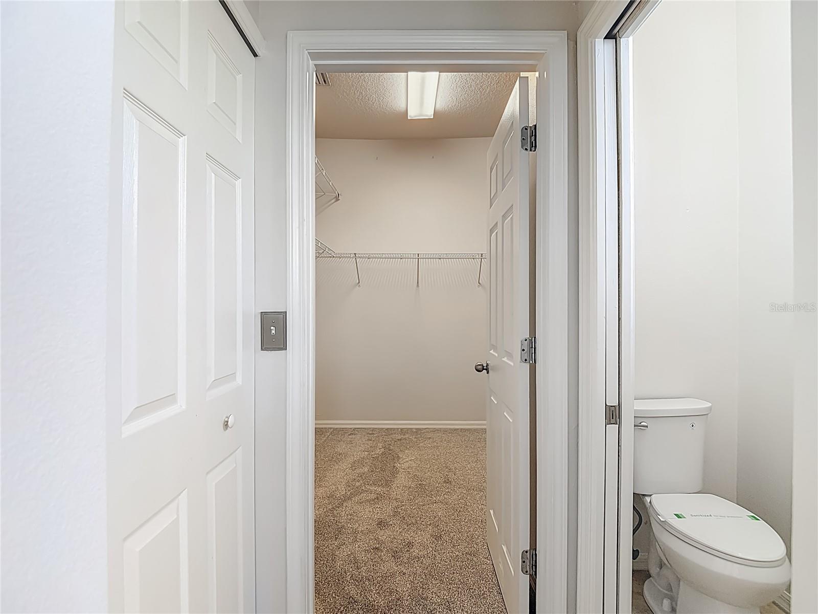 Looking to water closet and walk in closet