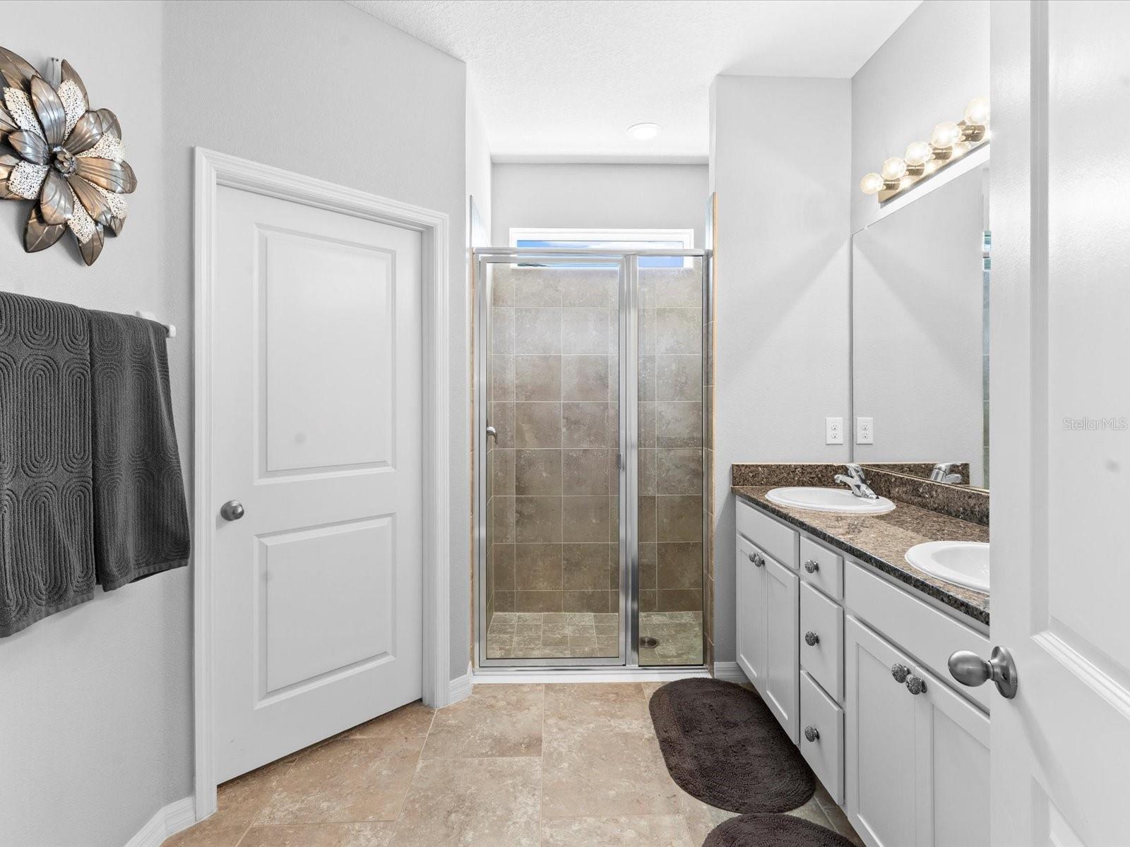 Primary En-suite walk in closet, shower and dual sinks!