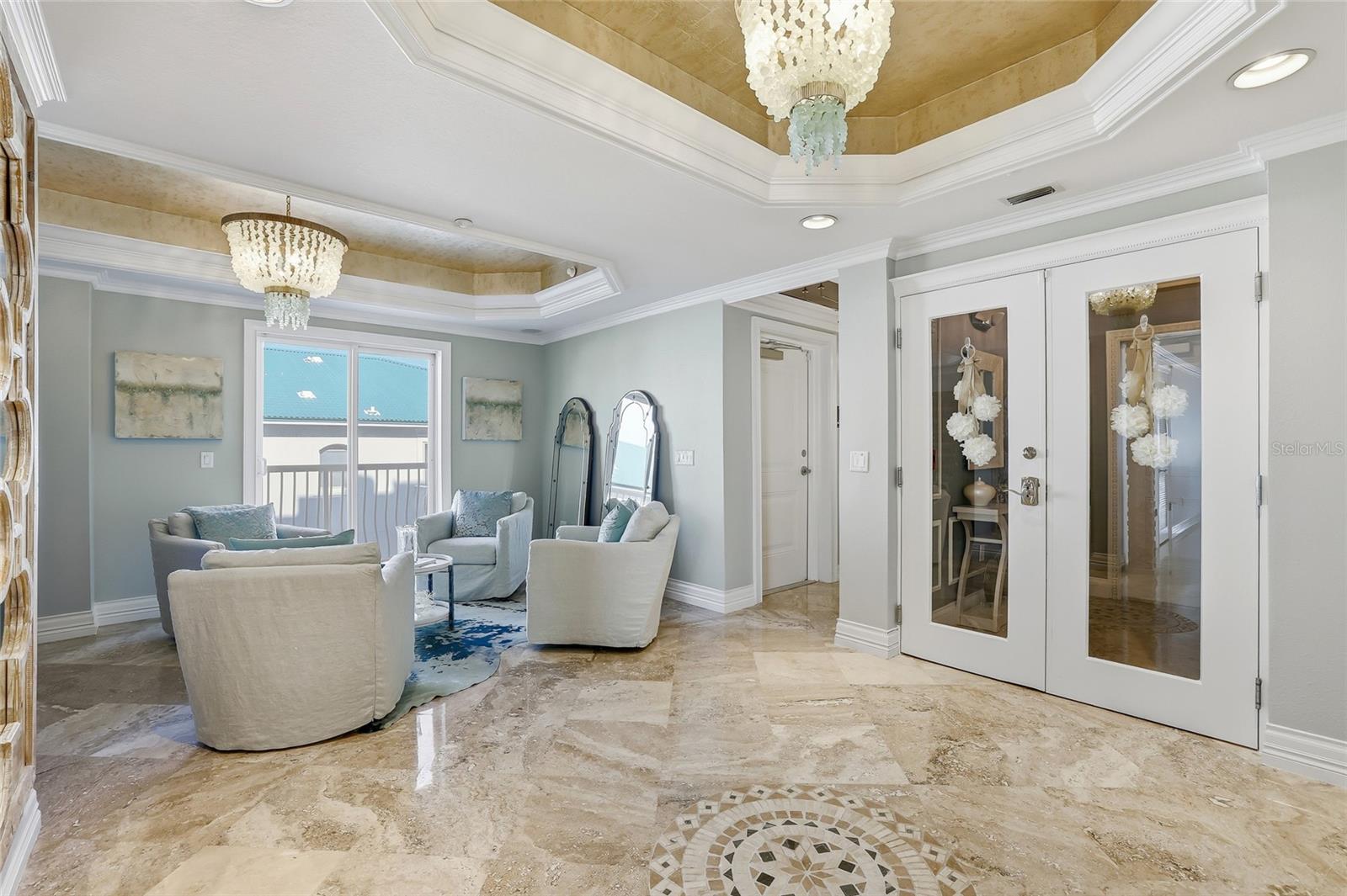 Unit's front doors from private entryway