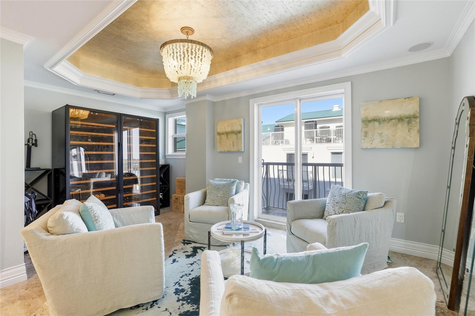 Wine seating area and balcony