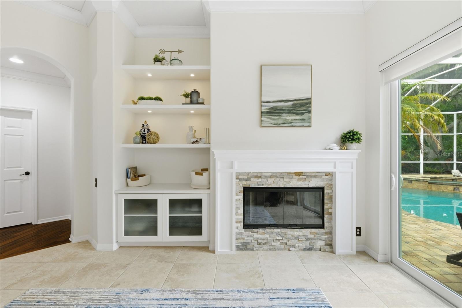 Custom fireplace wall.