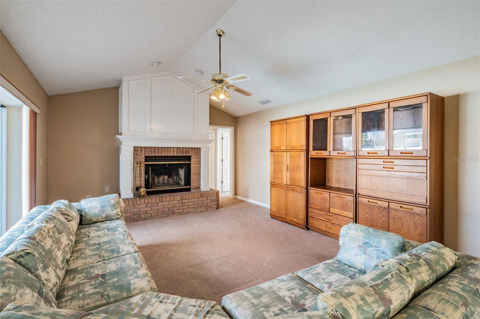 Wood burning fireplace