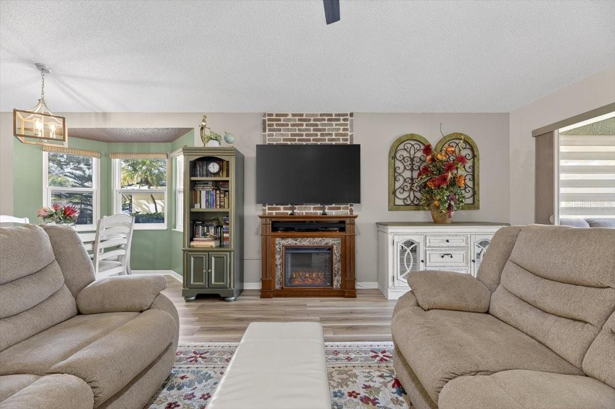 The electric fireplace can stay with the home