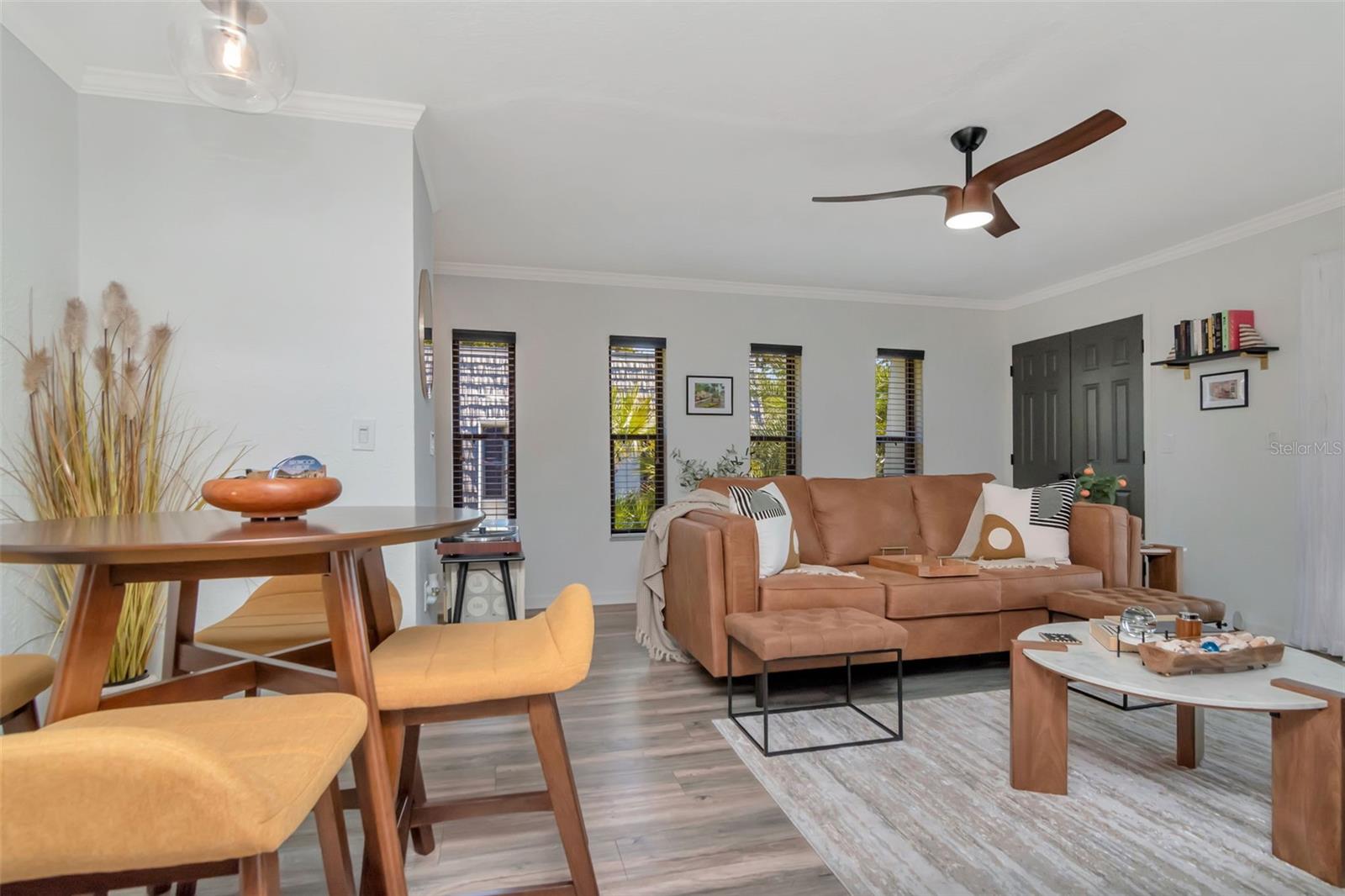 Dining room on left and living room on the right