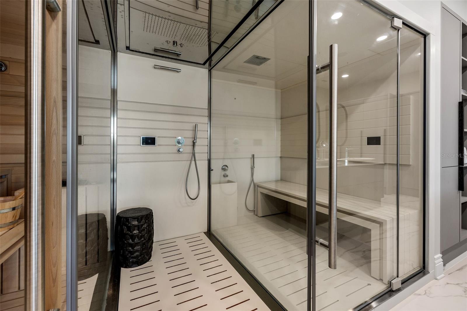 primary spa suite, steam, sauna, shower