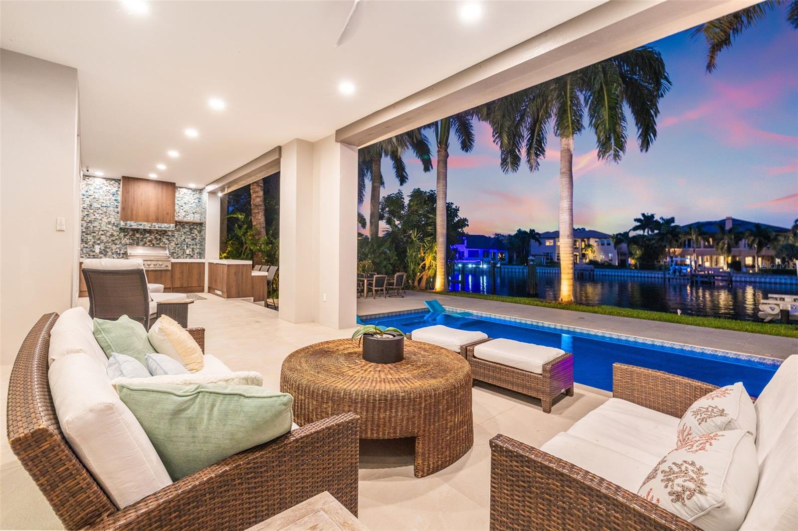 outdoor oasis, with outdoor kitchen