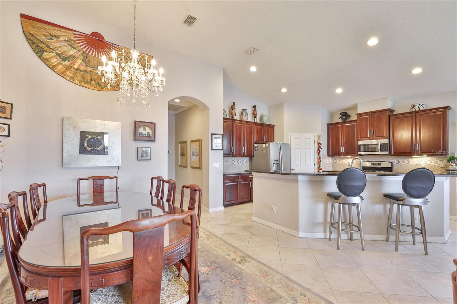 Elegant and open, but with easy access to the kitchen area.