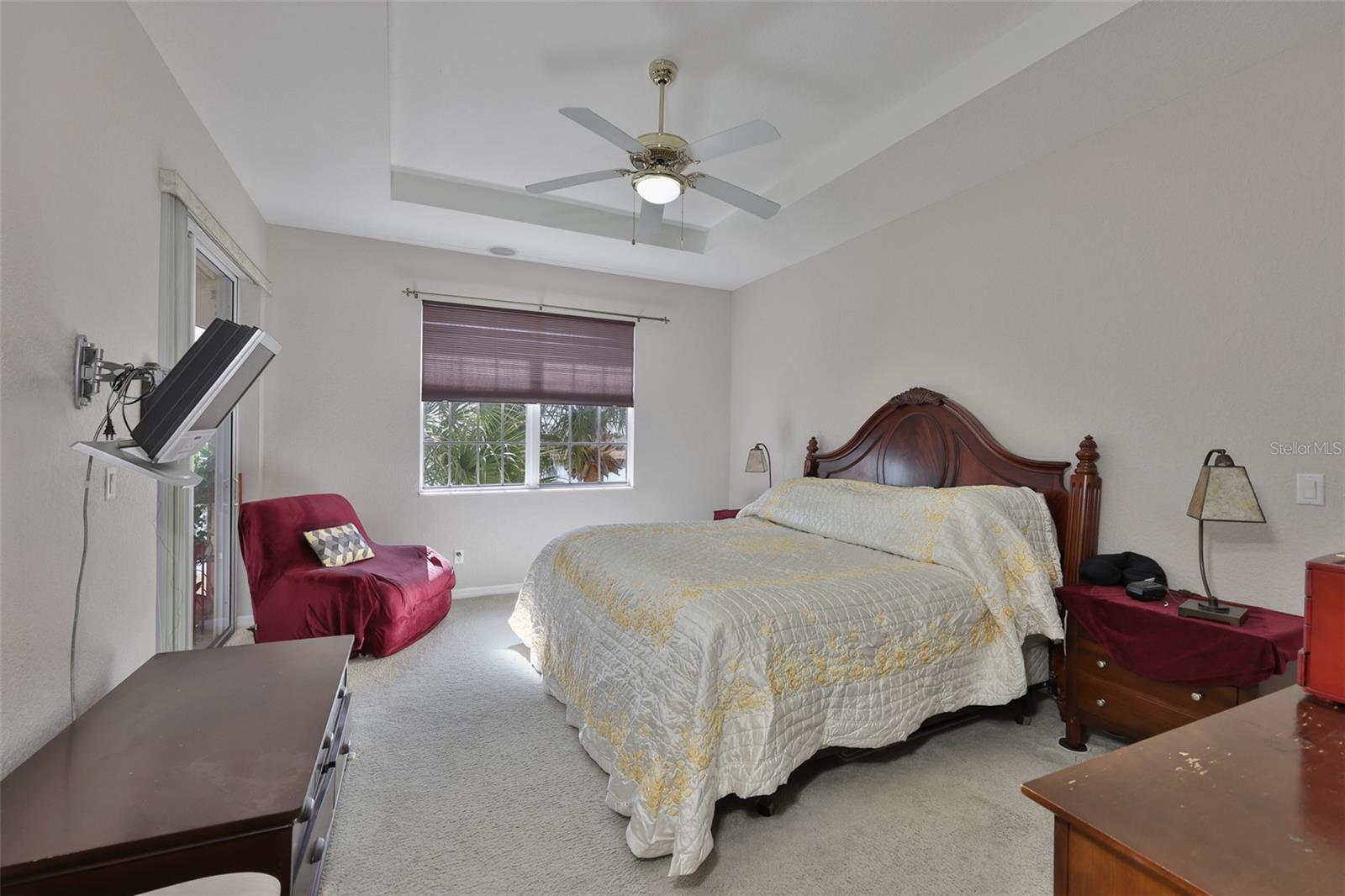 The owners suite is large with a water view and trey ceiling.