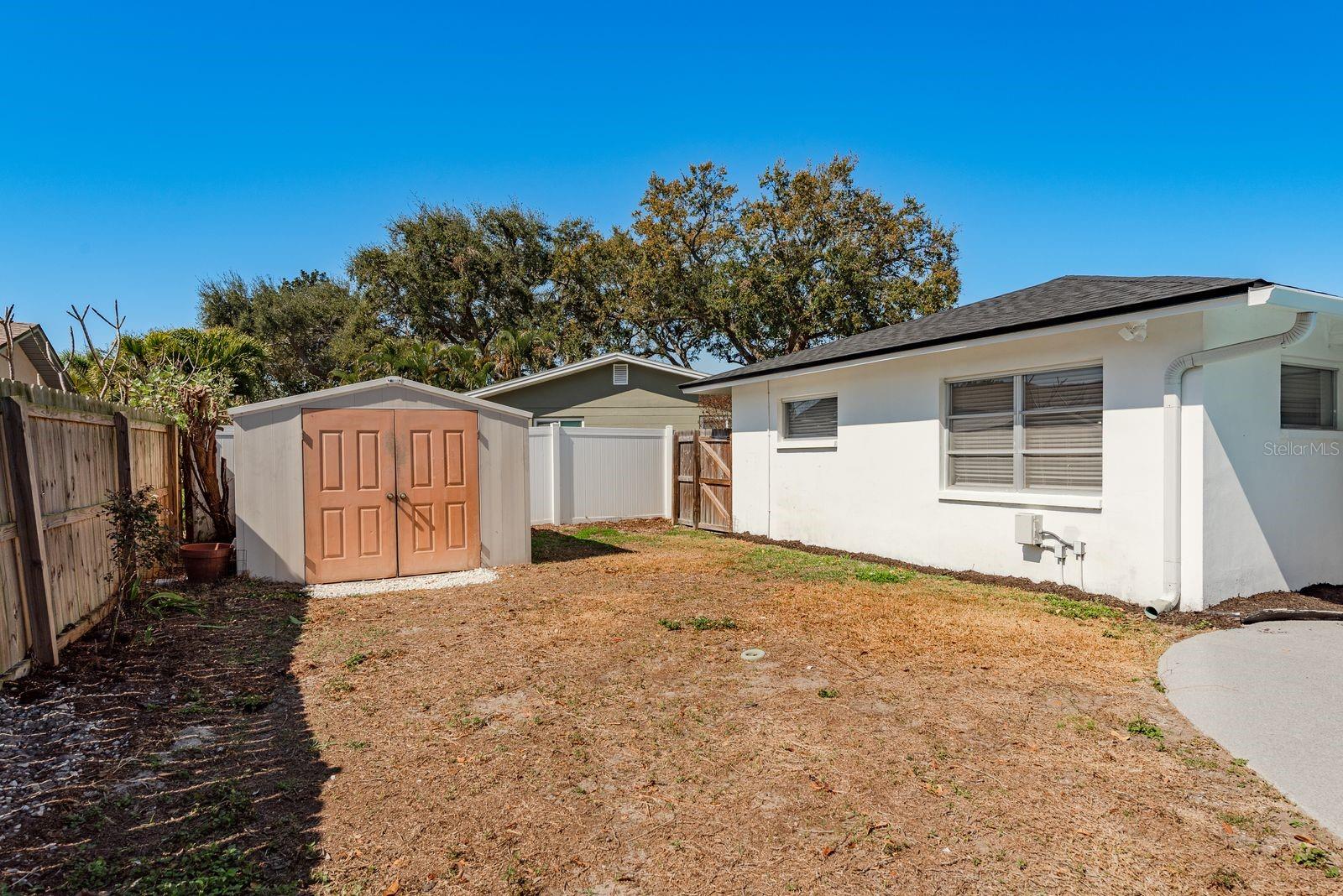 Storage shed and greenspace